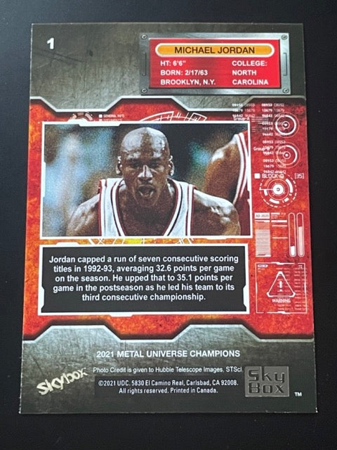 2021 Skybox Metal Universe Champions Michael Jordan #1 Chicago Bulls - back