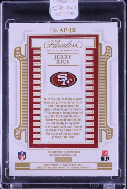 2022 Panini Flawless Jerry Rice All-Pro Ink Silver Auto /10 Sealed - back