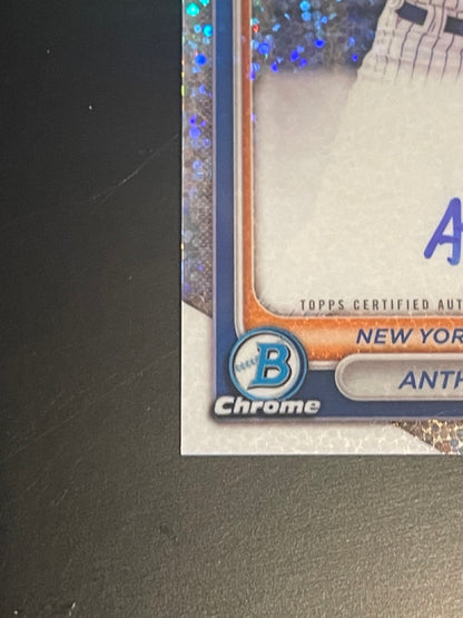 2024 Bowman Chrome Anthony Baptist 1st AUTO Speckle Sparkle Refractor serial numbered 2 of 299 - bottom left corner