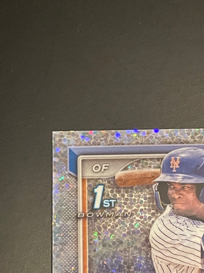 2024 Bowman Chrome Anthony Baptist 1st AUTO Speckle Sparkle Refractor serial numbered 2 of 299 - top left corner