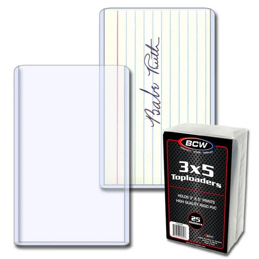 25 Pack BCW Card Topload Holder (Size 3x5) picturing Babe Ruth autograph on Index Card