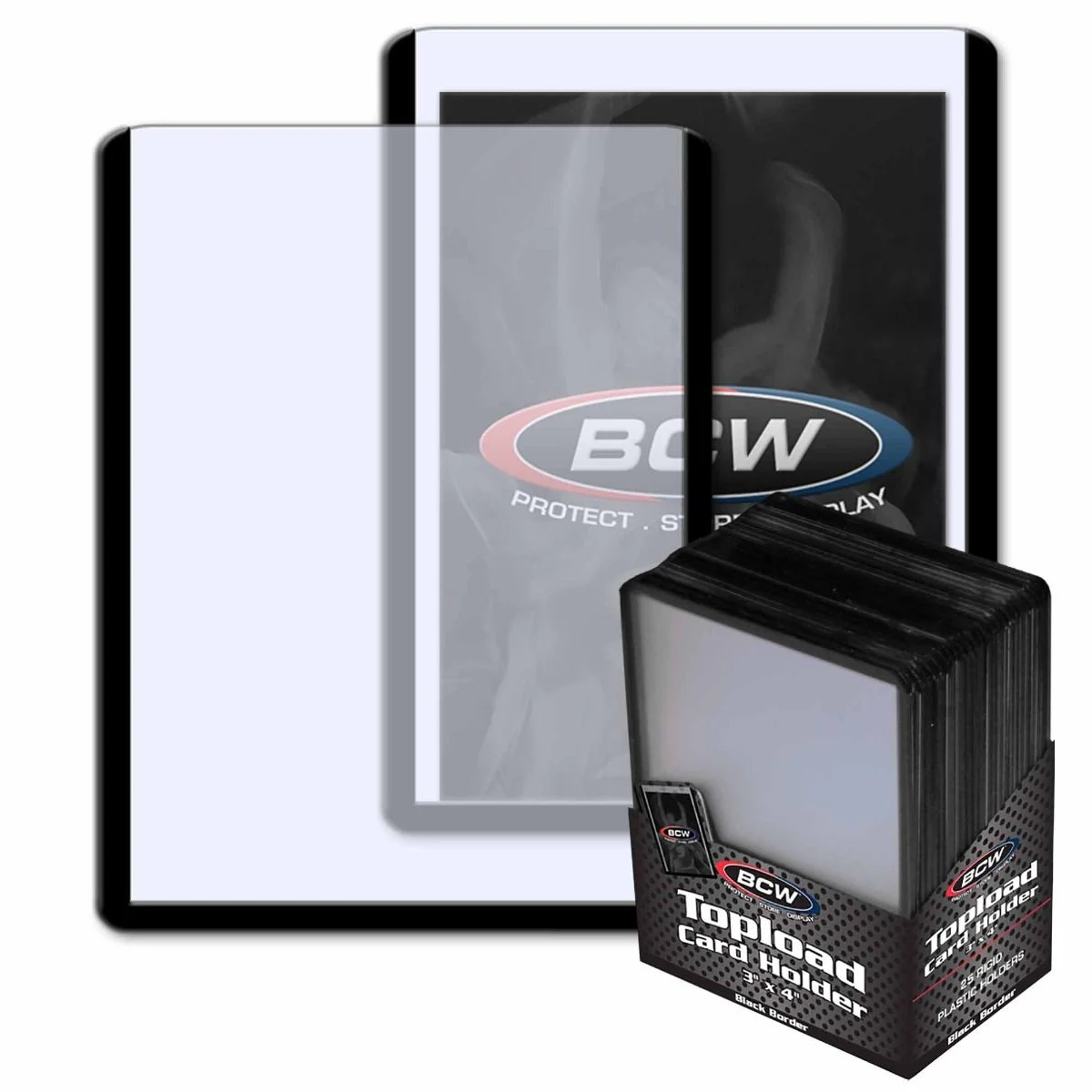 25 Pack BCW Topload Card Holders (Standard Size 3x4, Multiple Border Colors) - black
