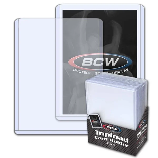 25 Pack BCW Topload Card Holders (Standard Size 3x4, Multiple Border Colors) - clear
