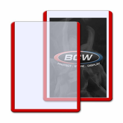 25 Pack BCW Topload Card Holders (Standard Size 3x4, Multiple Border Colors) - red single