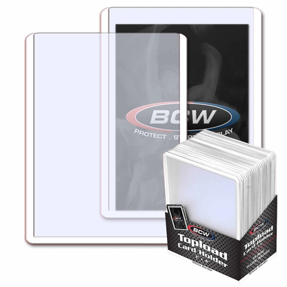 25 Pack BCW Topload Card Holders (Standard Size 3x4, Multiple Border Colors) - White