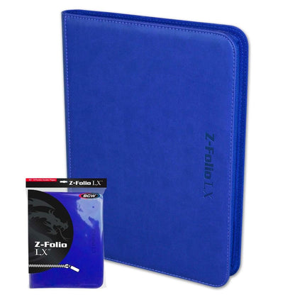 9-Pocket Sports Card Binder (fits 360 cards) all Blue with light Blue stitching 1-zf9lx-blu