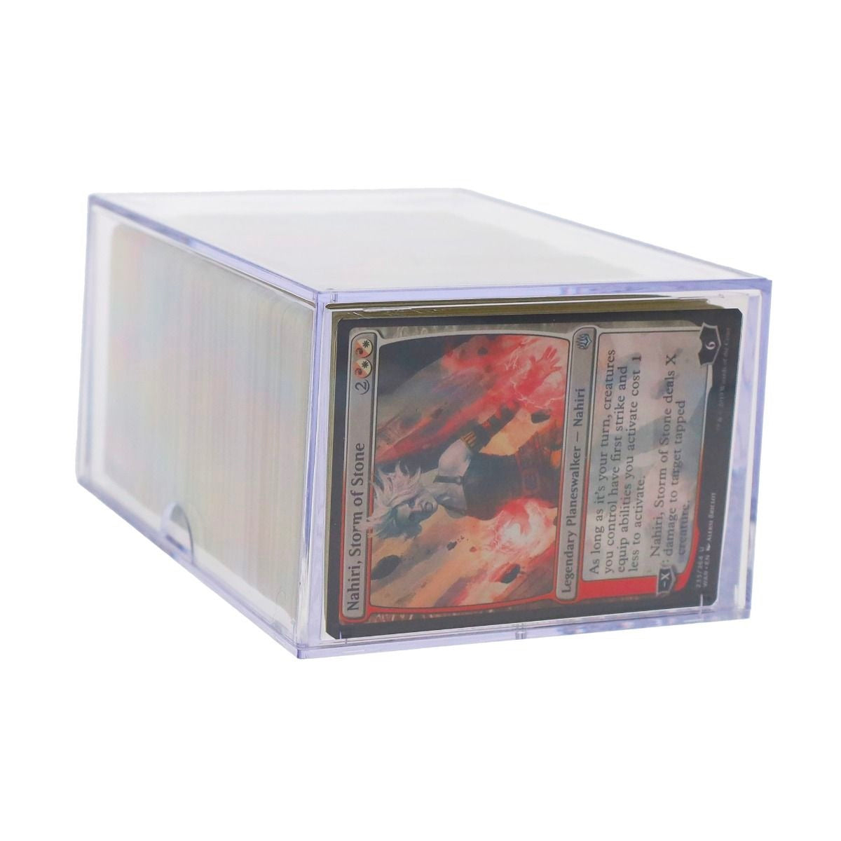 BCW Card Storage Slider Box (fits 250 standard size cards) - one box pictured filled with Magic The Gathering (MTG) cards inside and closed box