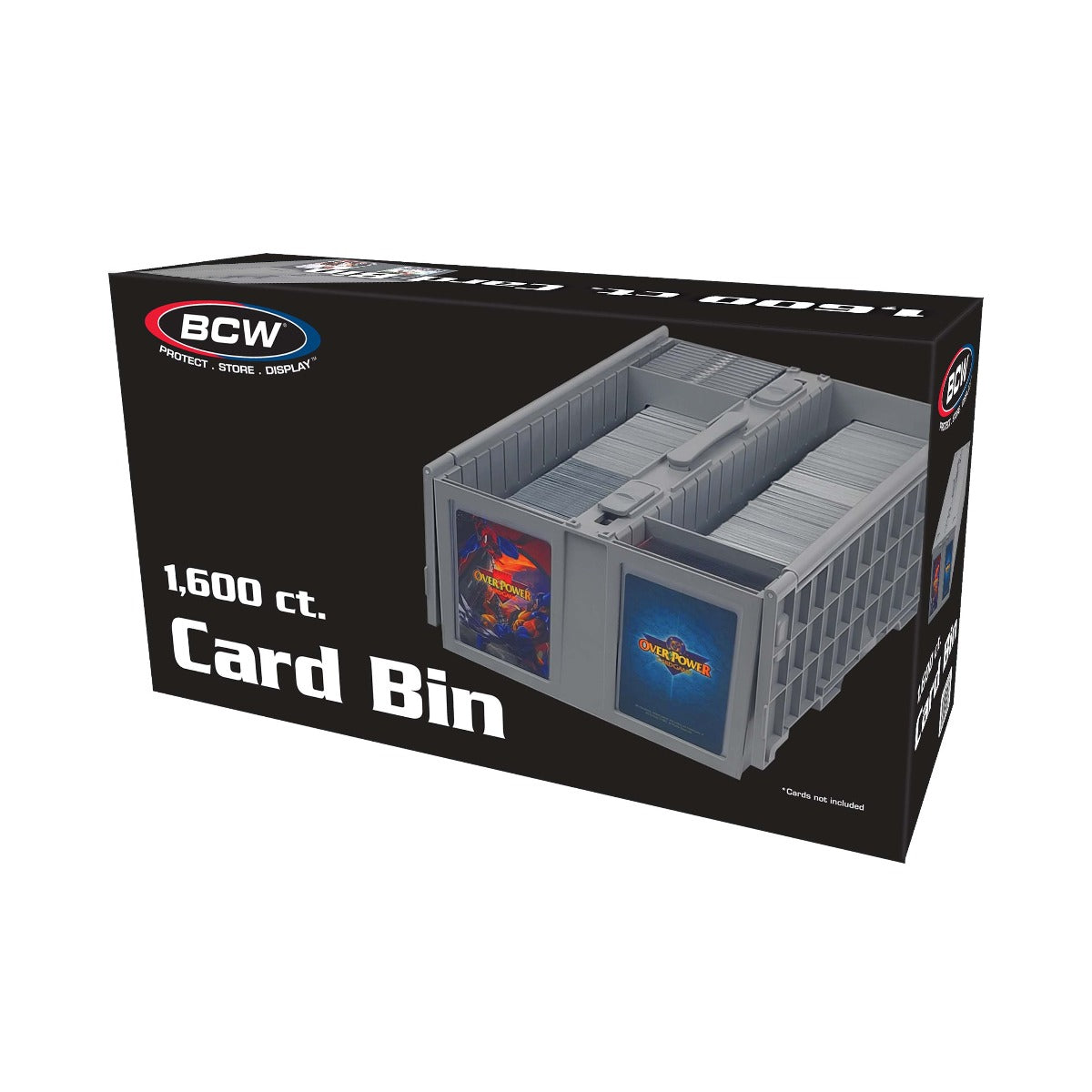 Card Storage Box in gray color fits 1600 sports cards - Packaging in cardboard box with BCW logo on box (1-ccb-1600-g-gry)