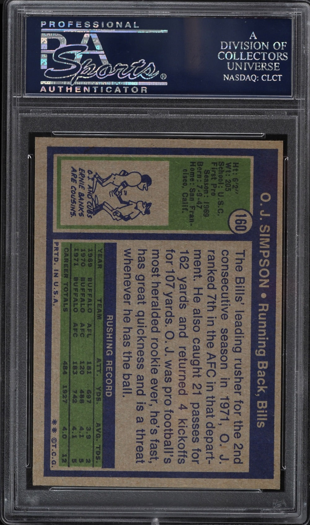 1972 Topps O.J. Simpson #160 PSA 8.5 NM-MT+ (Low Pop)