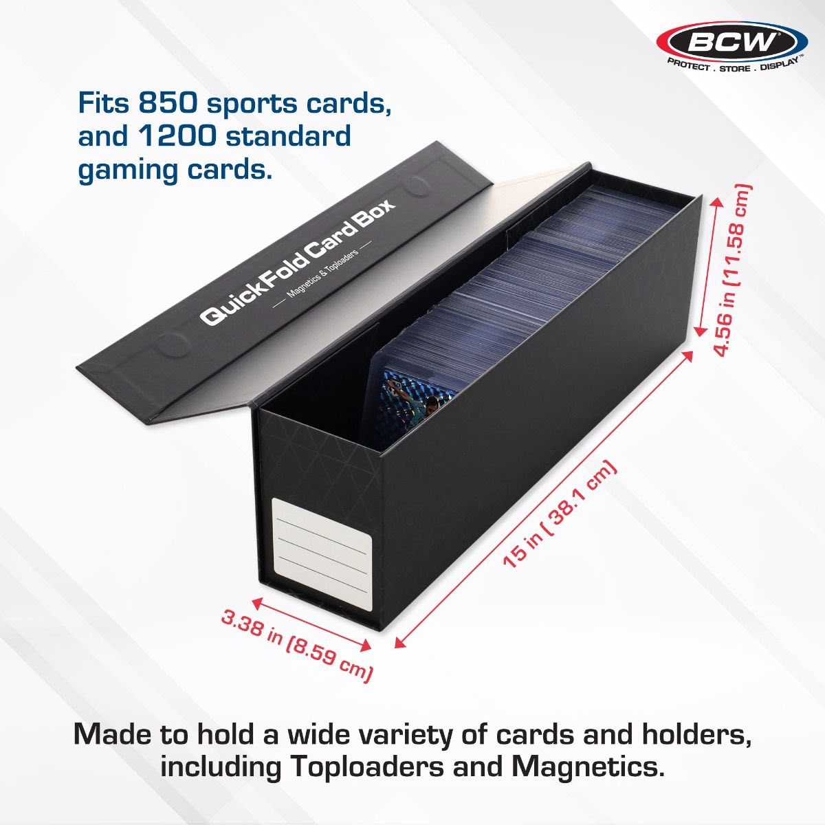 Dimensions of QuickFold Card Boxes for Magnetic Card Holders and Toploaders