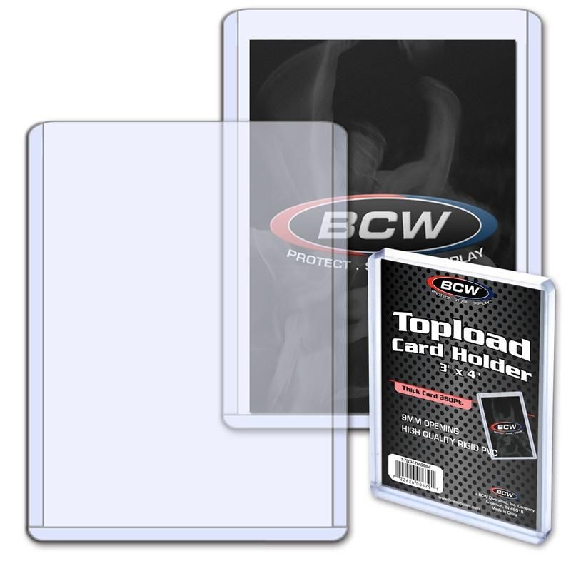 BCW Super Thick Top Loader (Standard Size 3x4) - 360 PT. - three pictured, with BCW placeholder inside