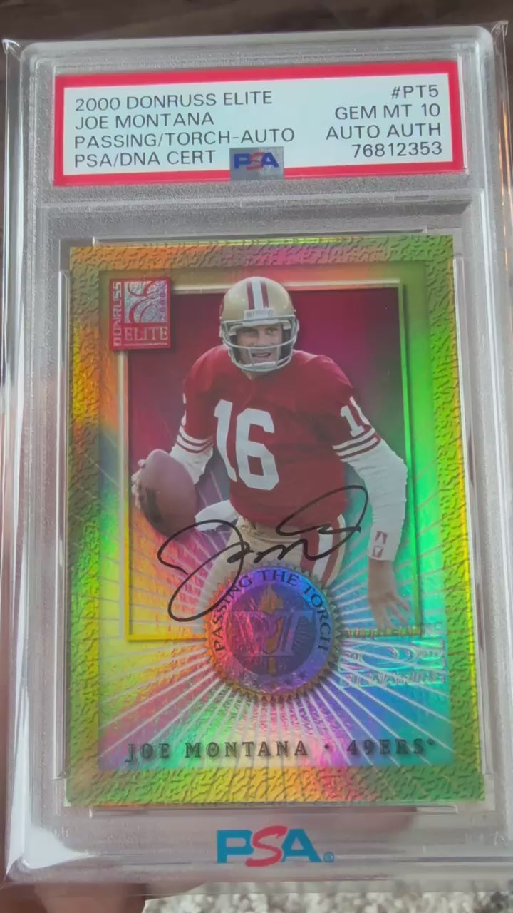 2000 Donruss Elite Joe Montana Passing the Torch Auto #PT5 #77/1500 PSA 10 - video