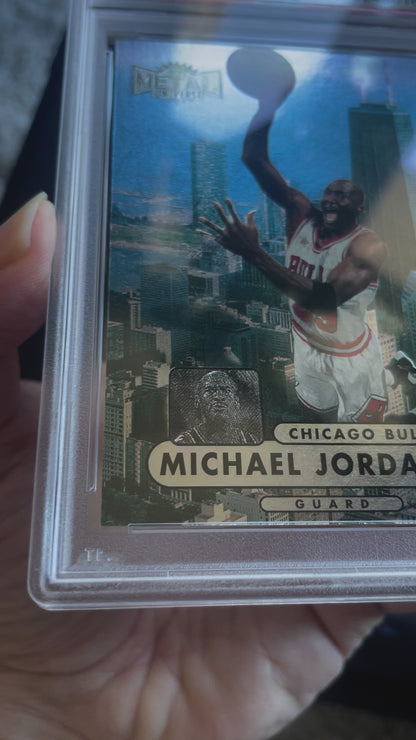 1997 Skybox Metal Universe Championship Michael Jordan #23 PSA 9 Chicago Bulls - video