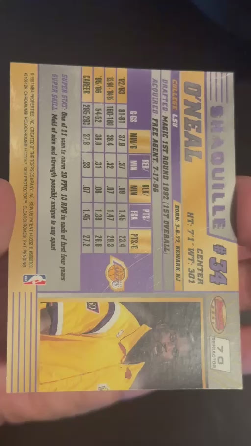 1996 Bowman's Best Shaquille O'Neal Refractor #70 video back