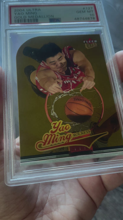 2004 Fleer Ultra Yao Ming Gold Medallion #127 PSA 10 Houston Rockets - video