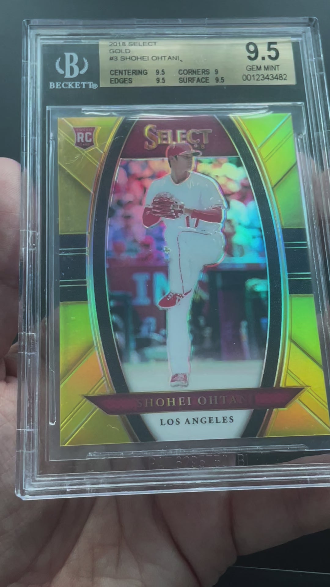 2018 Panini Select Shohei Ohtani #3 Gold Prizm RC Rookie /10 BGS 9.5 Dodgers Angels - video