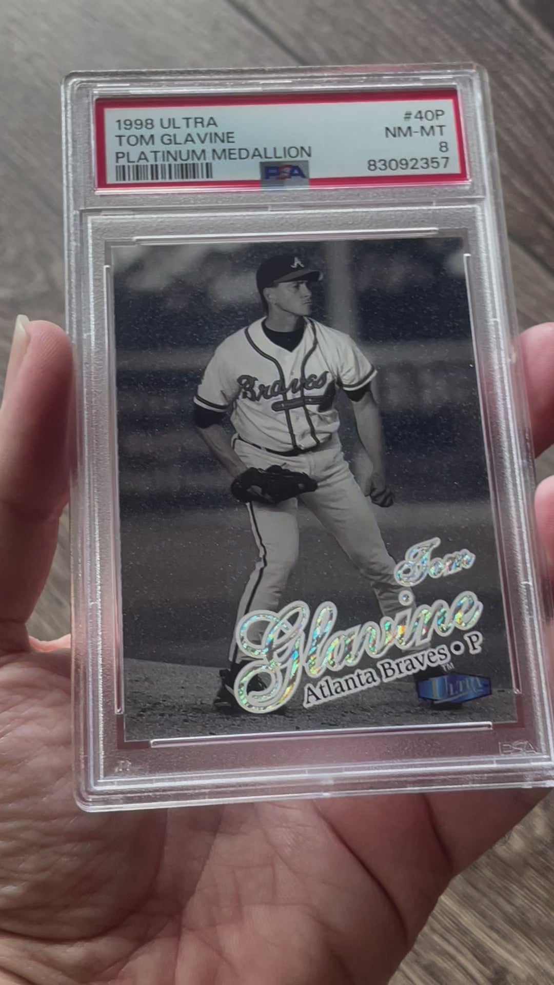 1998 Fleer Ultra Tom Glavine Platinum Medallion #40P /100 PSA 8 Atlanta Braves - Video