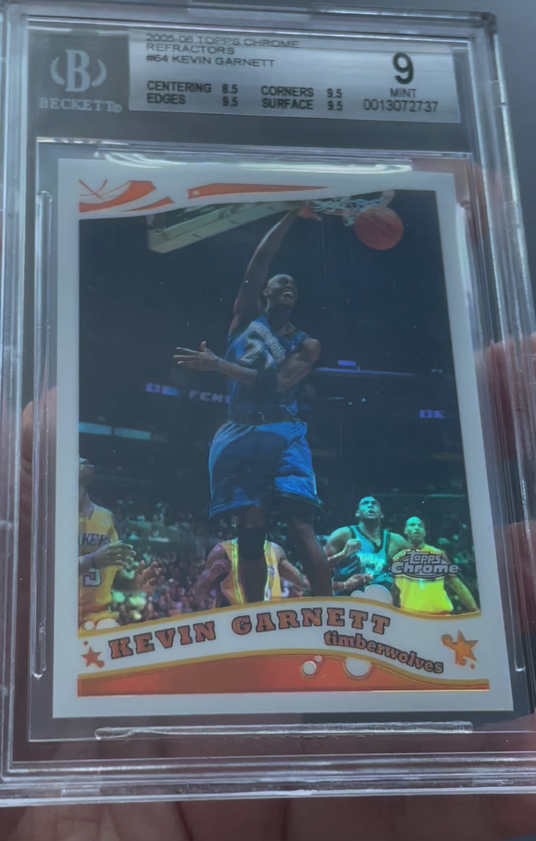 2005 Topps Chrome Kevin Garnett Refractor #64 /999 BGS 9 Mint Timberwolves - video