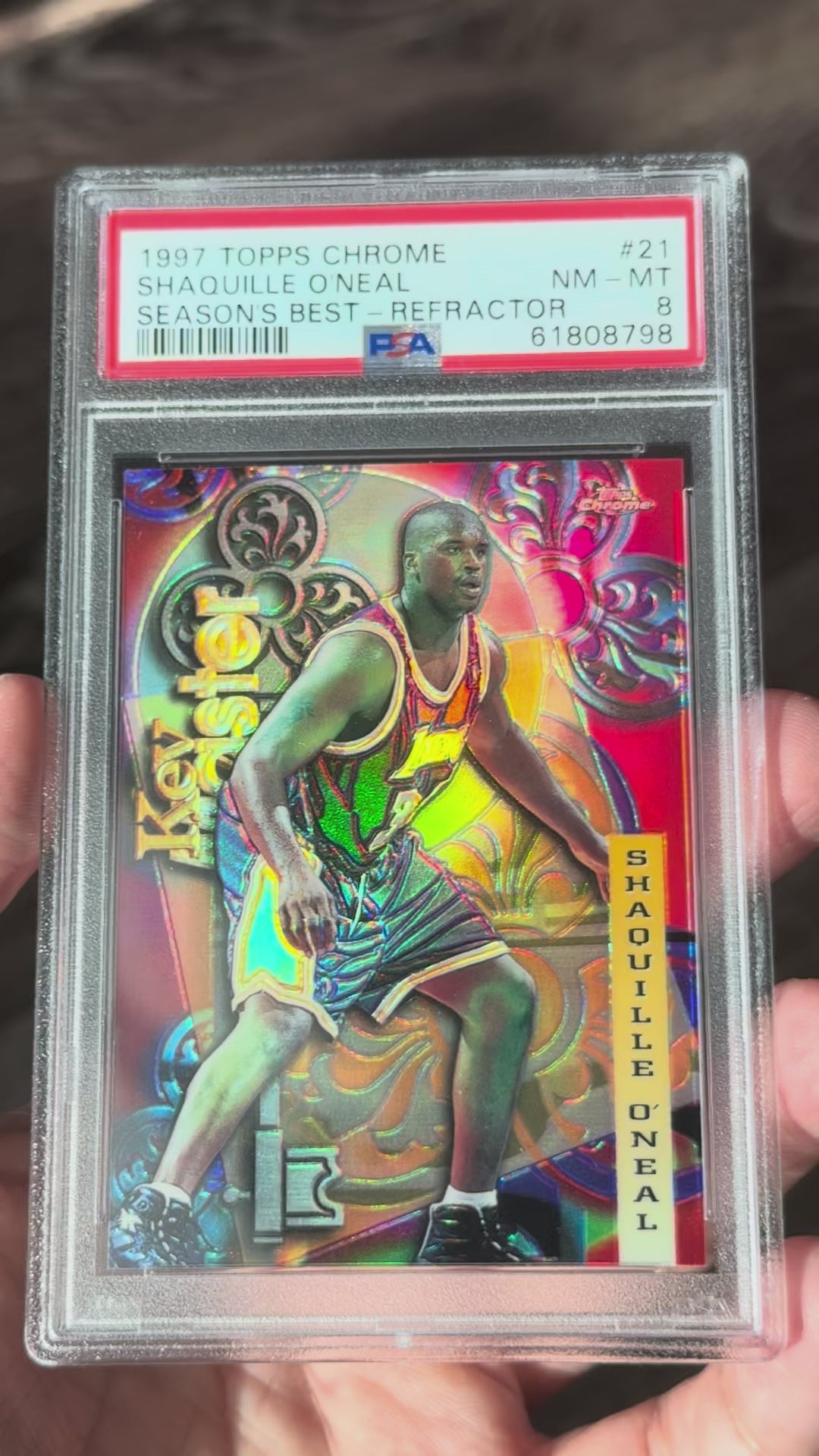 1997 Topps Chrome Shaquille O’Neal Season’s Best Refractor #21 PSA 8