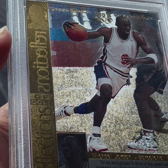 1996 Upper Deck US Olympic Michael Jordan Reflections of Gold #RG1 PSA 8 - video