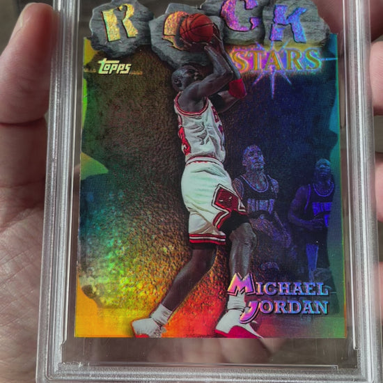 1997 Topps Rock Stars Michael Jordan Refractor #RS1 PSA 9 Chicago Bulls - video