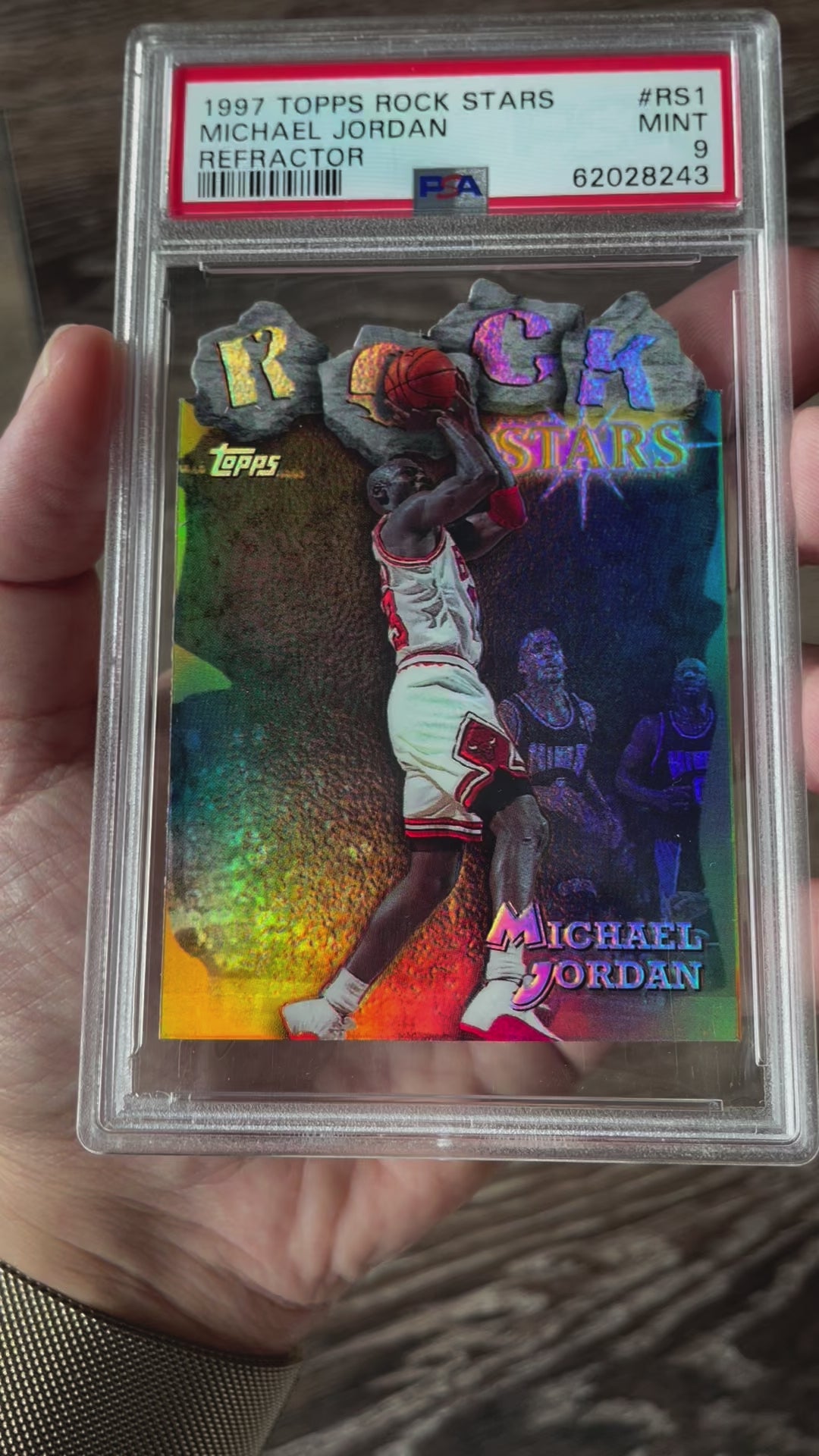 1997 Topps Rock Stars Michael Jordan Refractor #RS1 PSA 9 Chicago Bulls - video