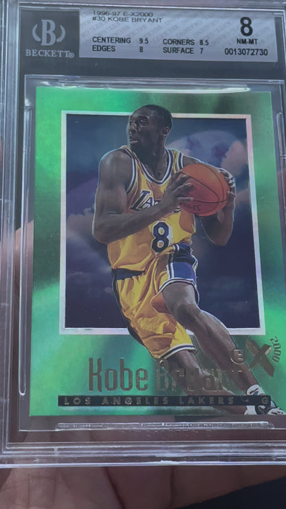 1996 E-X2000 Kobe Bryant #30 Rookie Card Lakers BGS 8 NM-MT - video